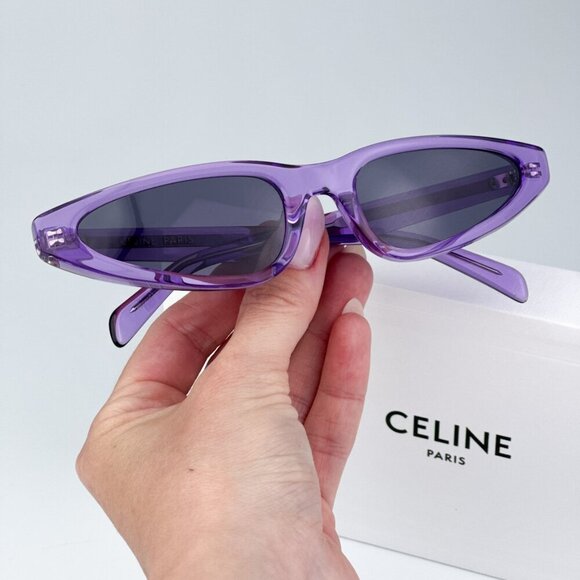 Celine CL40231I 81Y BRAND NEW Sunglasses Transparent Violet Geometric Women - Picture 1 of 11